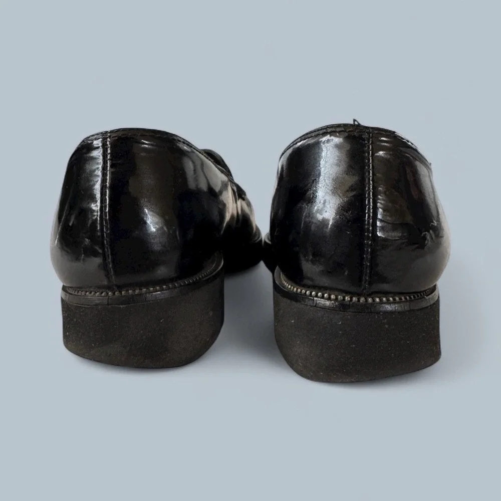 Paul Green Black Patent Leather With Lug Sole Loafers Women 8
